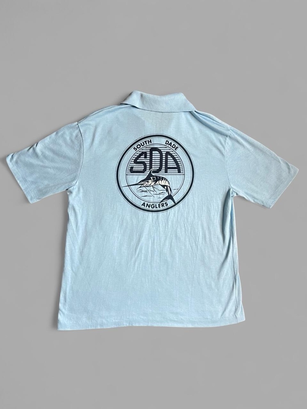 Vintage 80’s South Dade Anglers Miami Fishing Club Casual Polo Shirt. Size L.